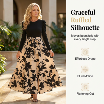 ⌛Limited-Time Offer-Floral Long Sleeve A-Line Maxi Dress for Women