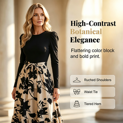 ⌛Limited-Time Offer-Floral Long Sleeve A-Line Maxi Dress for Women