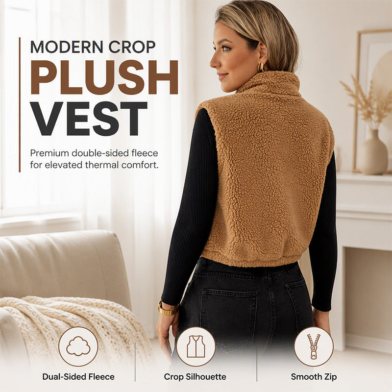Women's Stand Collar Zip-Up Warm Vest