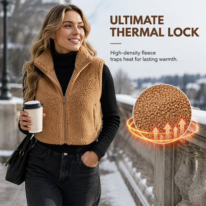 Women's Stand Collar Zip-Up Warm Vest