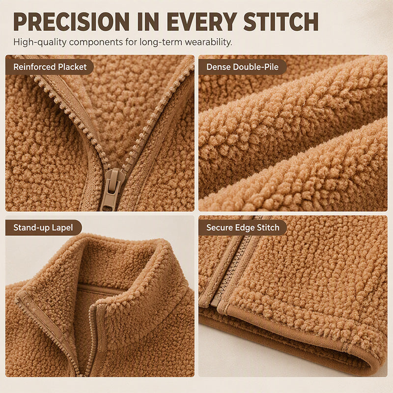 Women's Stand Collar Zip-Up Warm Vest