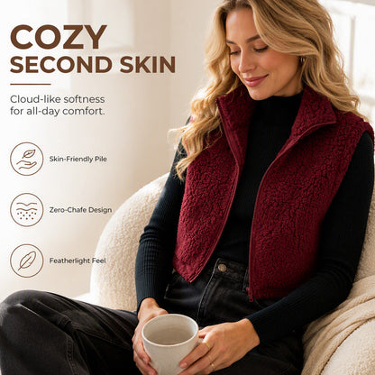 Women's Stand Collar Zip-Up Warm Vest