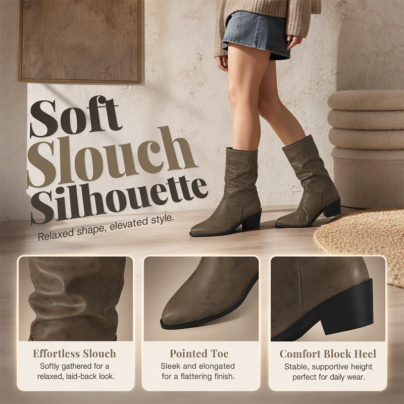 Women's Pointed Toe Chunky Heel Boots