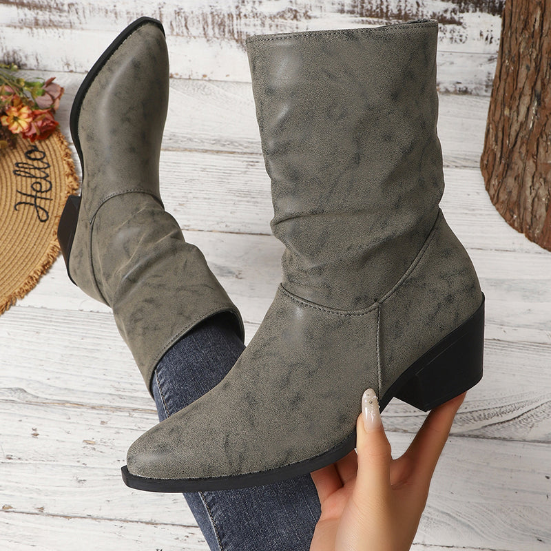 Women's Pointed Toe Chunky Heel Boots