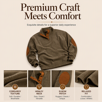 ⌛Limited-Time Offer-Men's Corduroy Stand Collar Sweatshirt