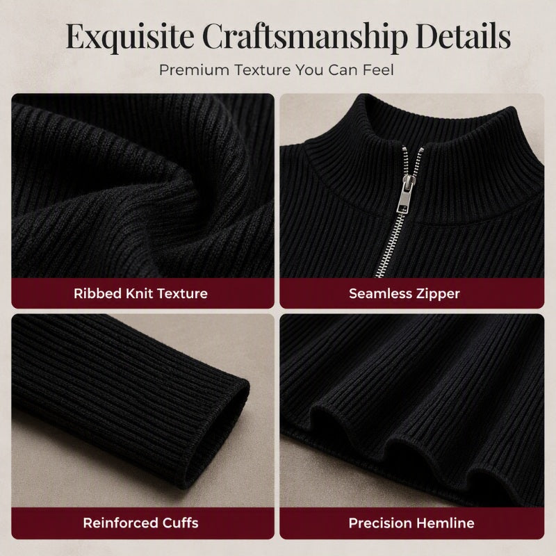 ⌛Limited-Time Offer-Women’s Ribbed Knit Slim Fit Half-Zip Dress