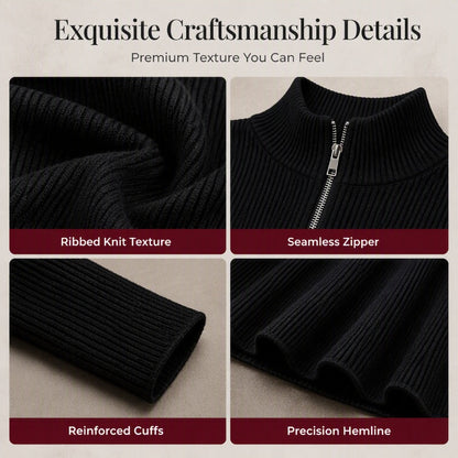 ⌛Limited-Time Offer-Women’s Ribbed Knit Slim Fit Half-Zip Dress