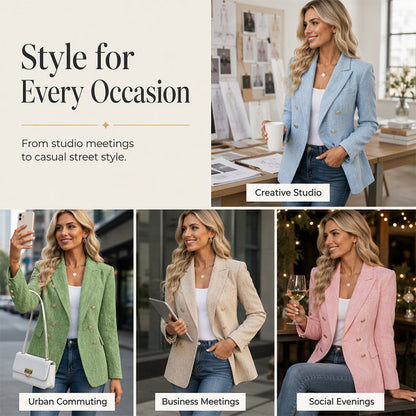 ⌛Limited-Time Offer-Women's Casual Double-Breasted Blazer Jacket