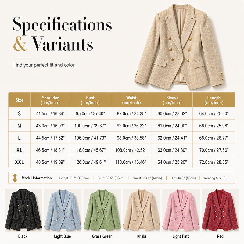 ⌛Limited-Time Offer-Women's Casual Double-Breasted Blazer Jacket