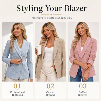 ⌛Limited-Time Offer-Women's Casual Double-Breasted Blazer Jacket