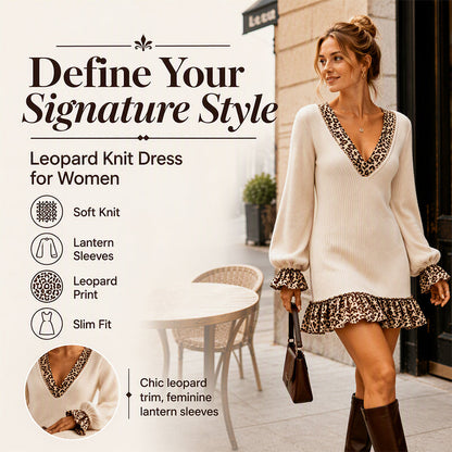 ⌛Limited-Time Offer-Women's Lantern Sleeve V Neck Knit Dress