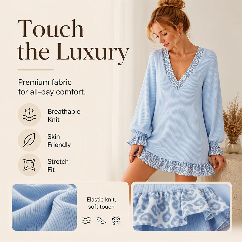 ⌛Limited-Time Offer-Women's Lantern Sleeve V Neck Knit Dress