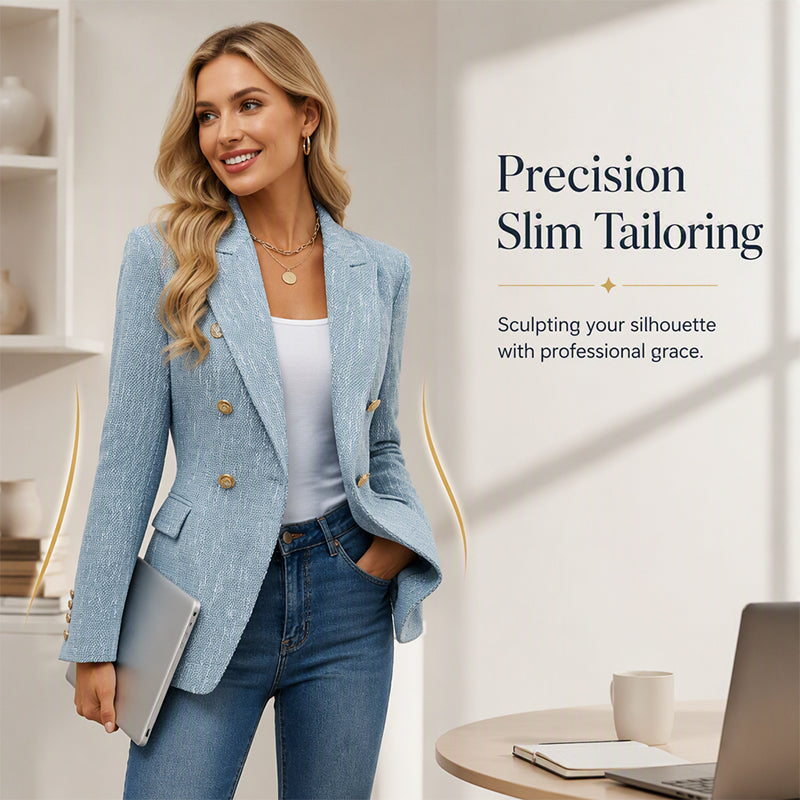 Women's Casual Double-Breasted Blazer Jacket