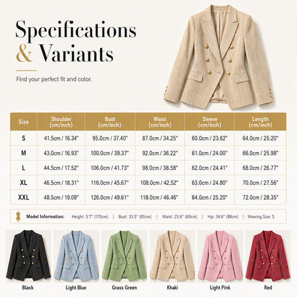 Women's Casual Double-Breasted Blazer Jacket