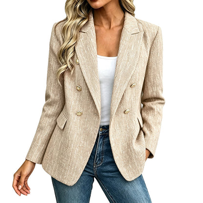 Women's Casual Double-Breasted Blazer Jacket