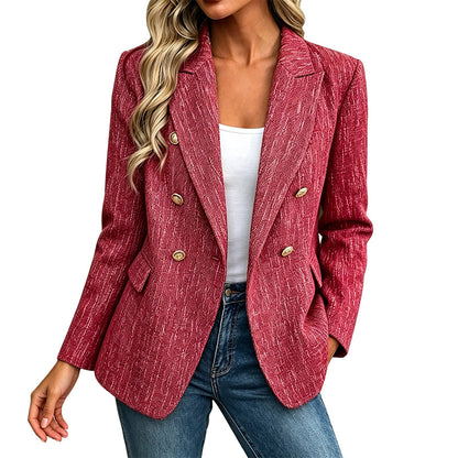 Women's Casual Double-Breasted Blazer Jacket