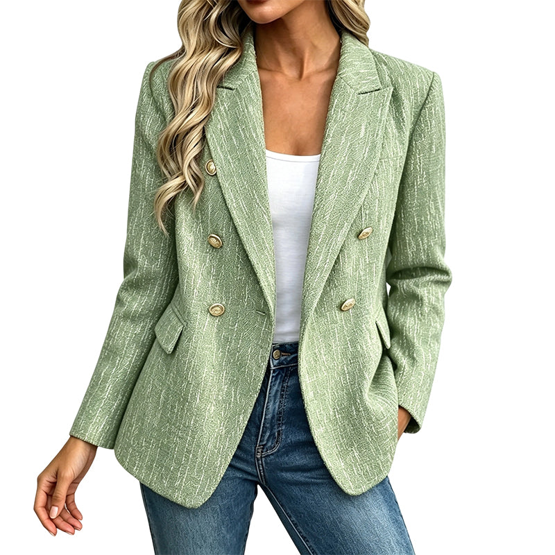 Women's Casual Double-Breasted Blazer Jacket