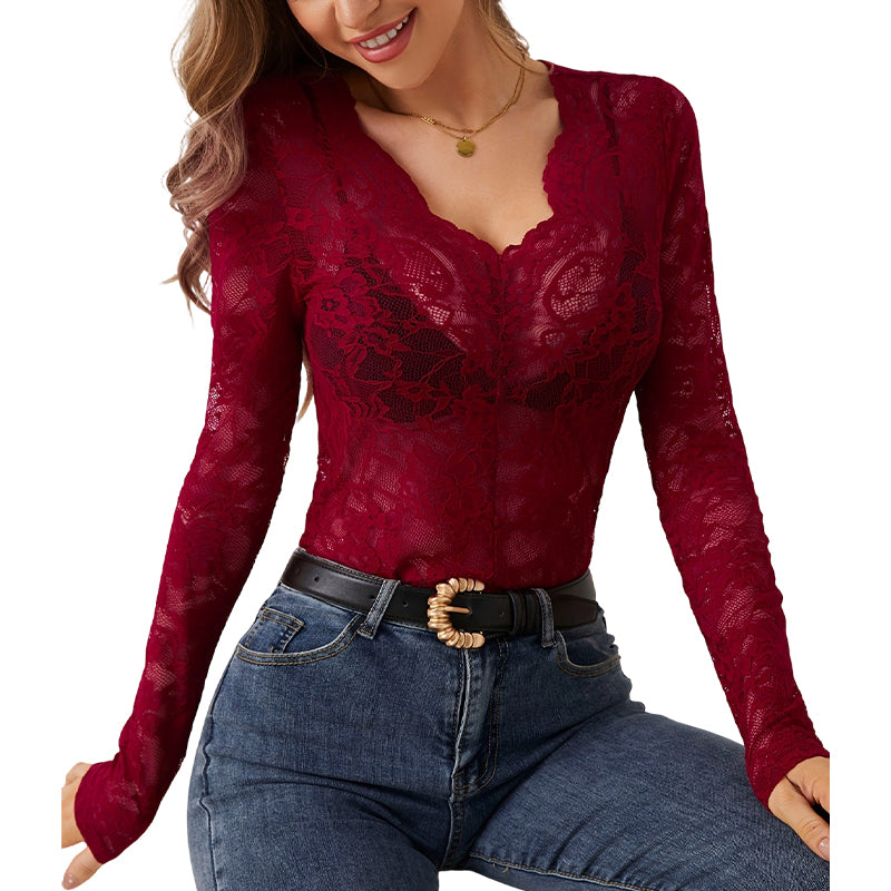 🌸 50% OFF NOW!  Women's Sexy V-Neck Floral Lace Top