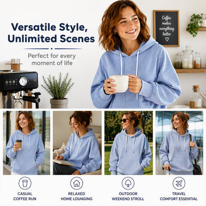 Women's Striped Patchwork Hoodie Sweatshirt