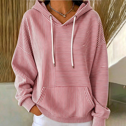Women's Striped Patchwork Hoodie Sweatshirt