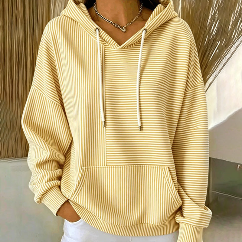 Women's Striped Patchwork Hoodie Sweatshirt