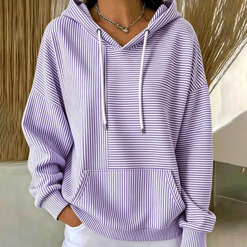 Women's Striped Patchwork Hoodie Sweatshirt