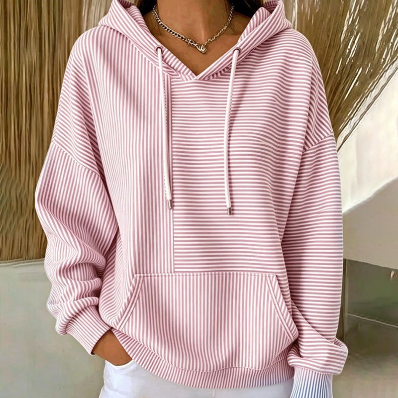 Women's Striped Patchwork Hoodie Sweatshirt