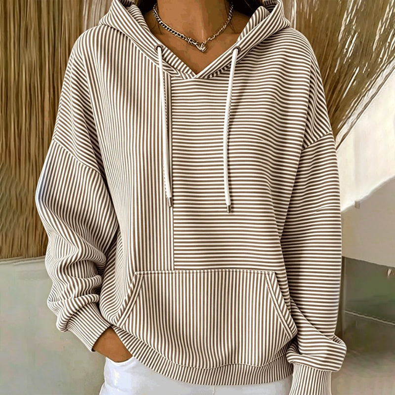 Women's Striped Patchwork Hoodie Sweatshirt