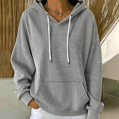 Women's Striped Patchwork Hoodie Sweatshirt
