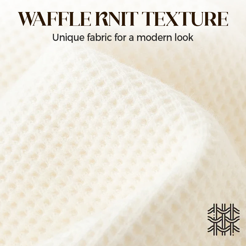 ⌛Limited-Time Offer-Women's V-Neck Waffle Knit Long Sleeve Top