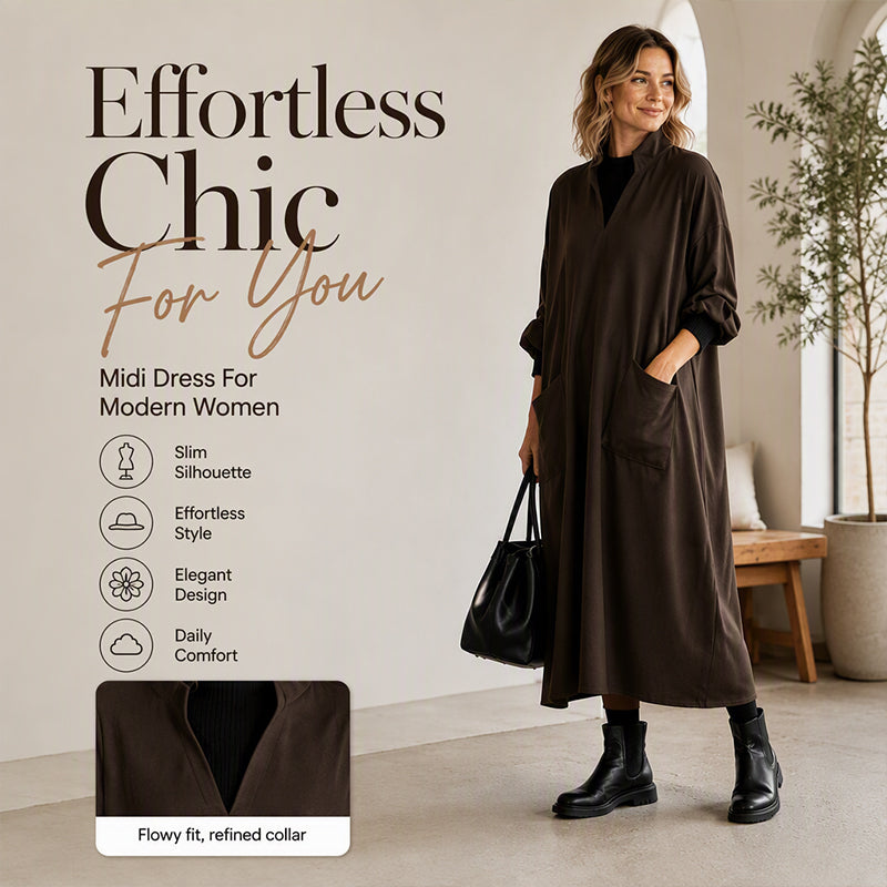 Women's Loose Draping Dress with Pockets