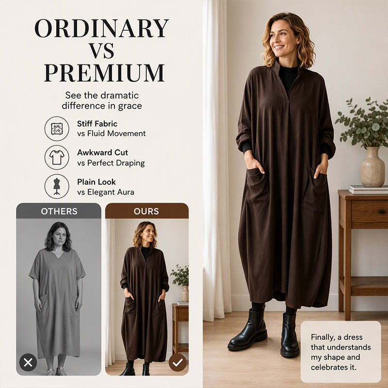Women's Loose Draping Dress with Pockets