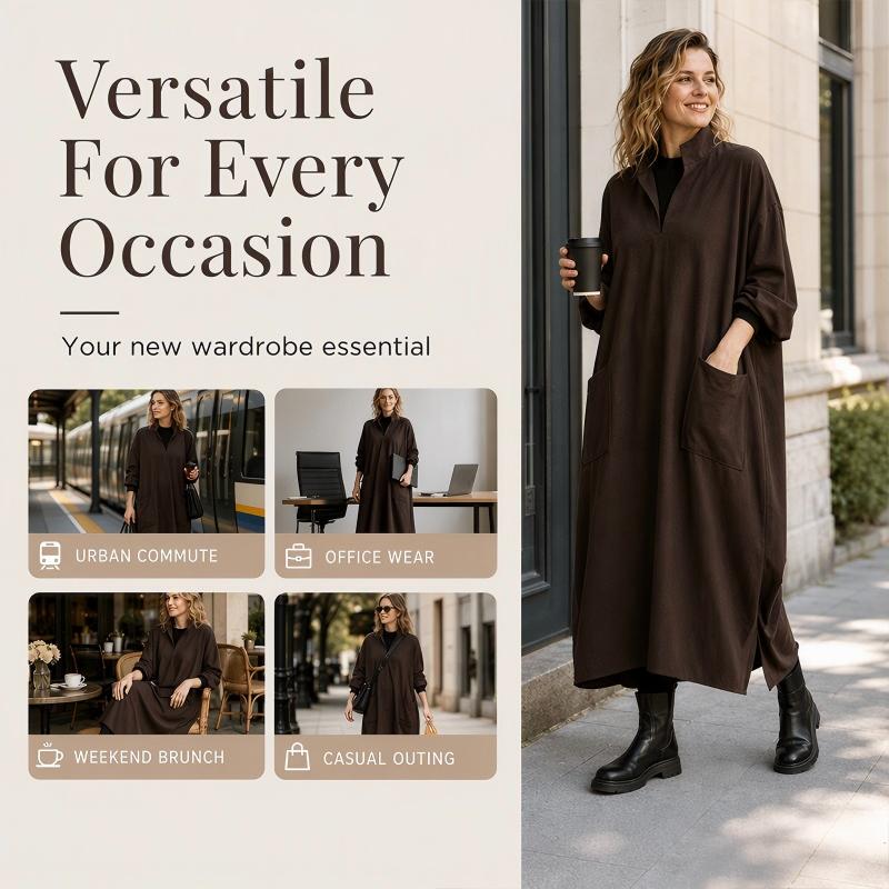 Women's Loose Draping Dress with Pockets
