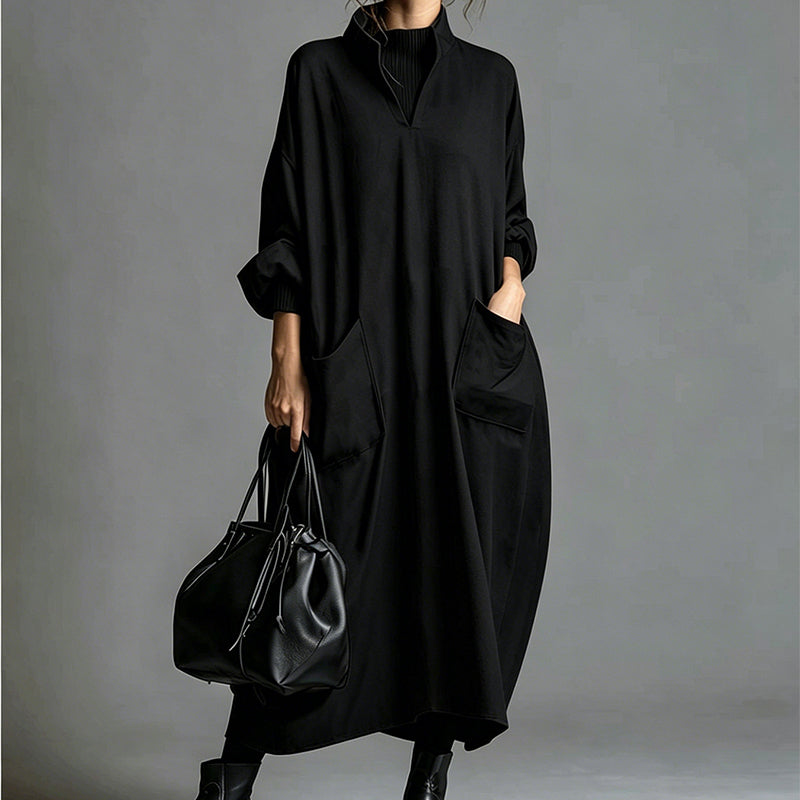Women's Loose Draping Dress with Pockets