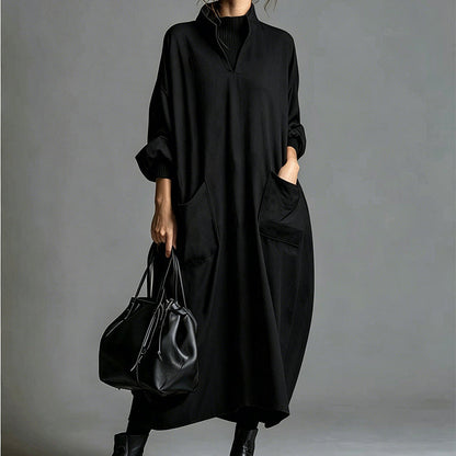 Women's Loose Draping Dress with Pockets