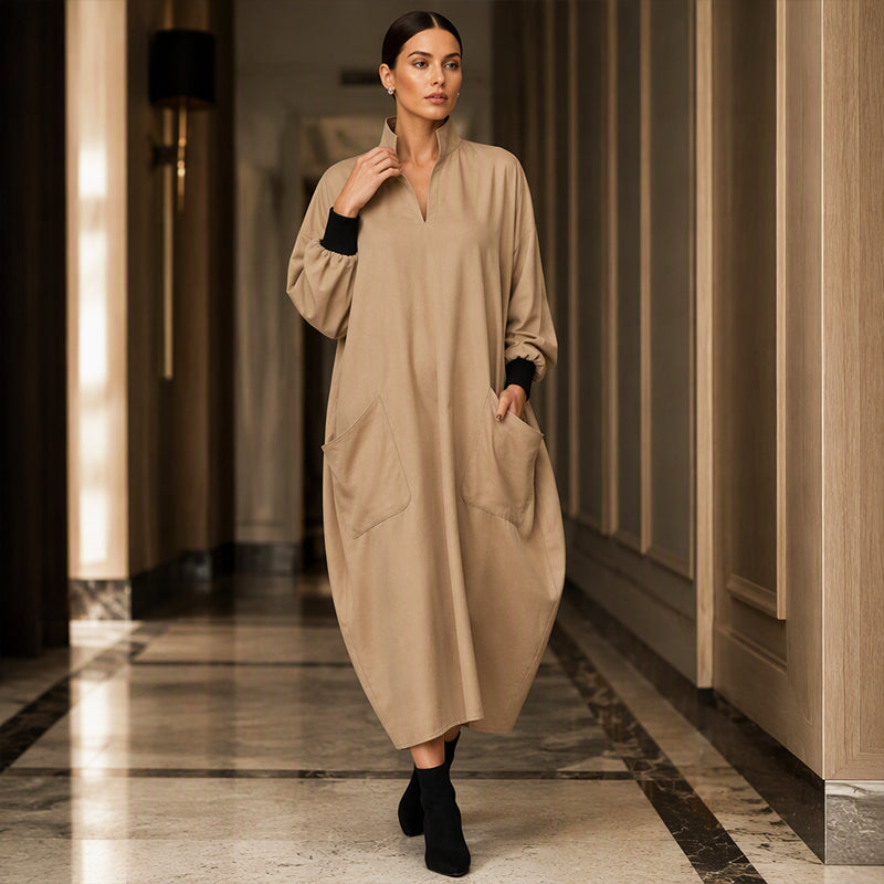 Women's Loose Draping Dress with Pockets