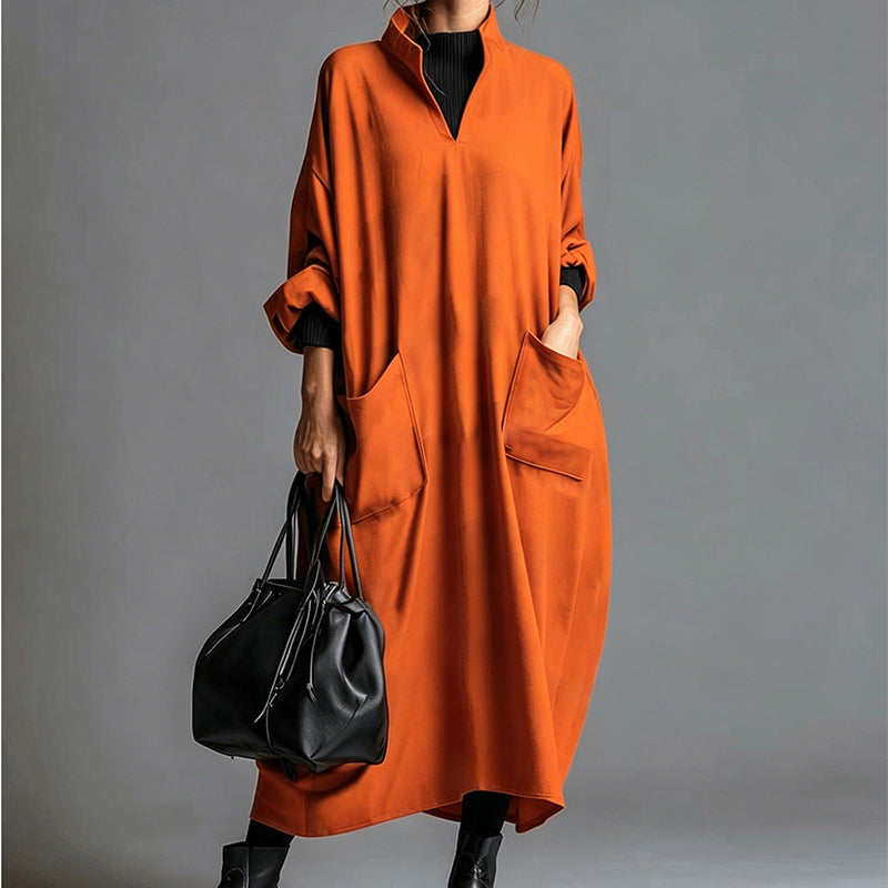 Women's Loose Draping Dress with Pockets