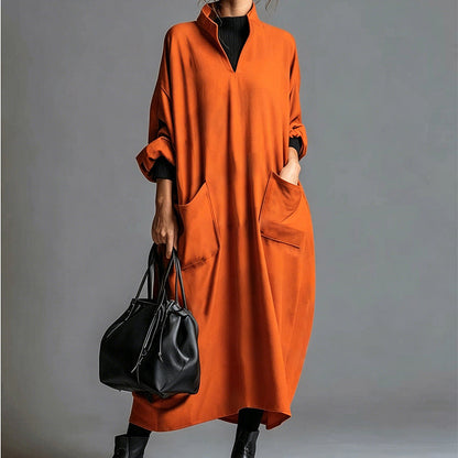Women's Loose Draping Dress with Pockets