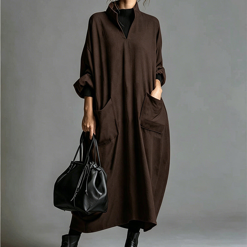 Women's Loose Draping Dress with Pockets