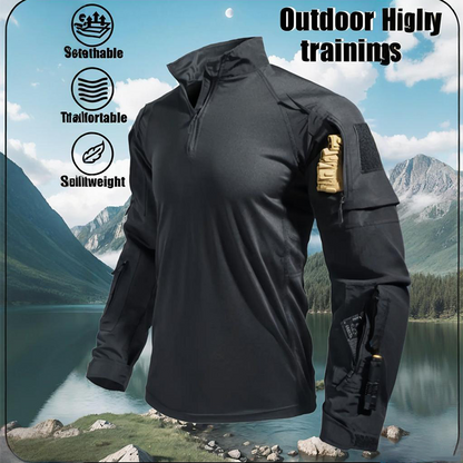 💪 Built for the Outdoors | Men's Multi-Pocket Quarter-Zip Performance Shirt