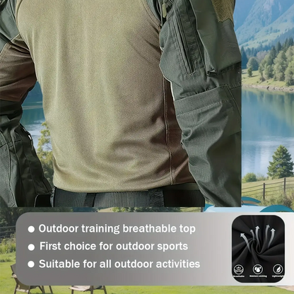 💪 Built for the Outdoors | Men's Multi-Pocket Quarter-Zip Performance Shirt