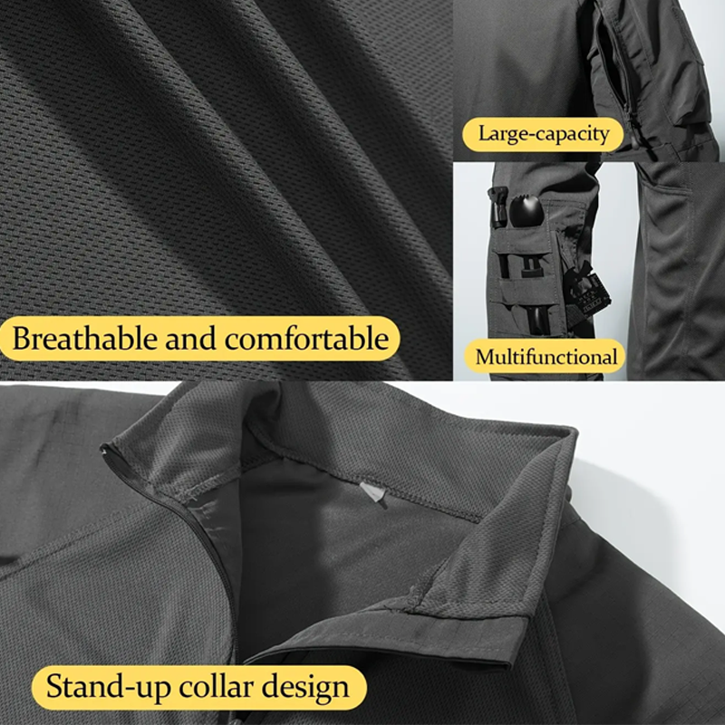 💪 Built for the Outdoors | Men's Multi-Pocket Quarter-Zip Performance Shirt