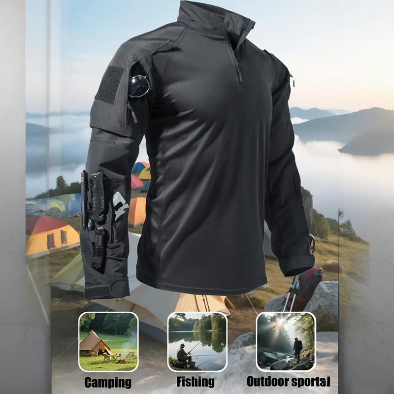 💪 Built for the Outdoors | Men's Multi-Pocket Quarter-Zip Performance Shirt