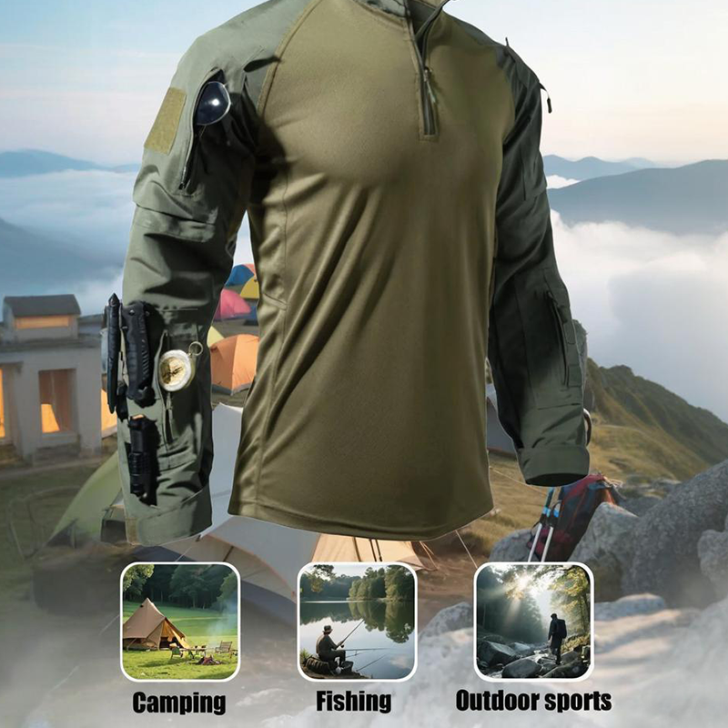 💪 Built for the Outdoors | Men's Multi-Pocket Quarter-Zip Performance Shirt