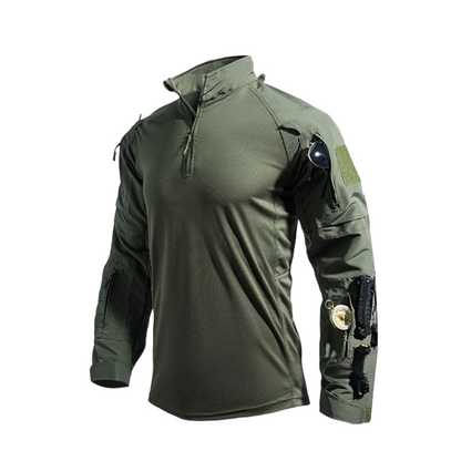 💪 Built for the Outdoors | Men's Multi-Pocket Quarter-Zip Performance Shirt