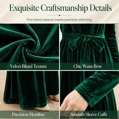 Women's Elegant Velvet Long Sleeve Maxi Dress