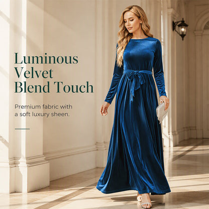 Women's Elegant Velvet Long Sleeve Maxi Dress