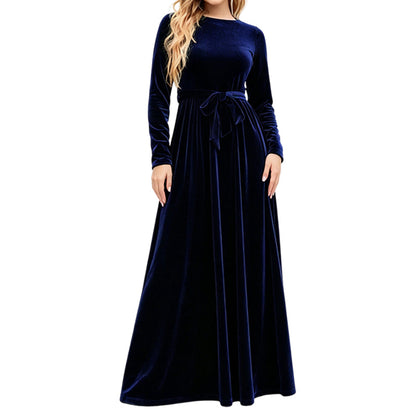 Women's Elegant Velvet Long Sleeve Maxi Dress