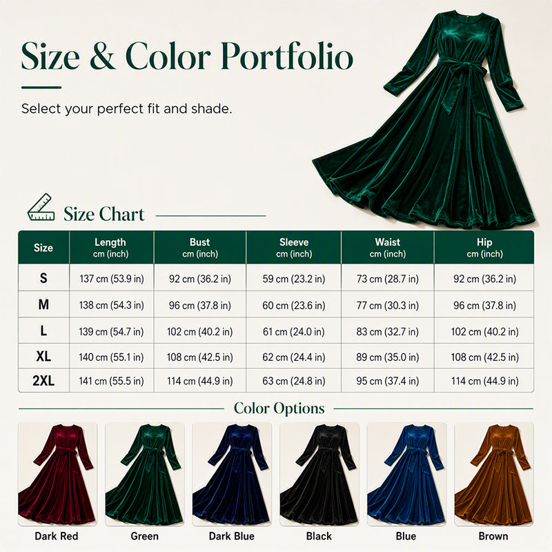 Women's Elegant Velvet Long Sleeve Maxi Dress