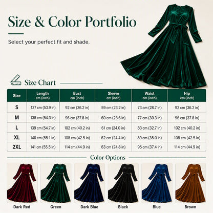 Women's Elegant Velvet Long Sleeve Maxi Dress